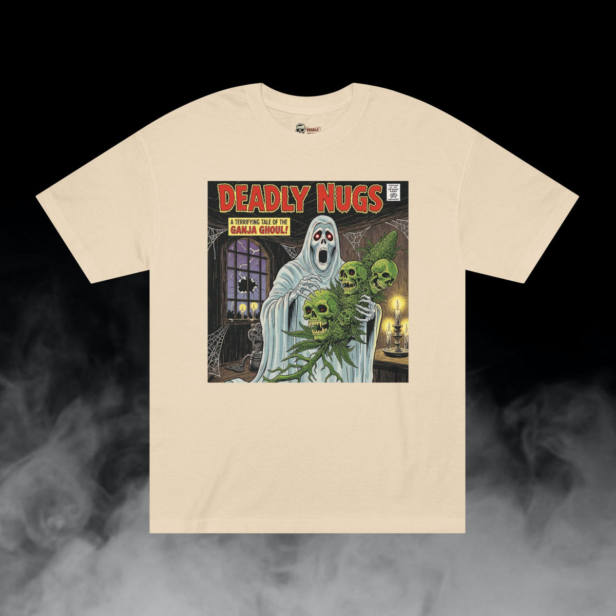 Deadly Nugs, Ganja Ghoul T-Shirt, Premium, Unisex, Graphic T-Shirt, Sand, Front
