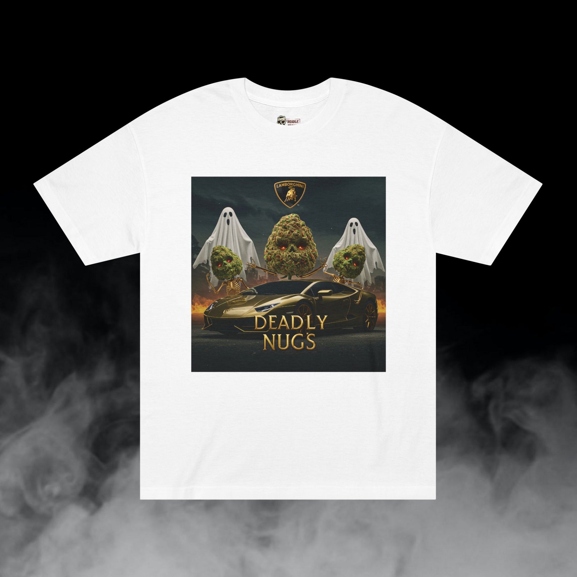 Deadly Nugs, Gold Lamborghini T-Shirt, Premium, Unisex, Graphic T-Shirt, White