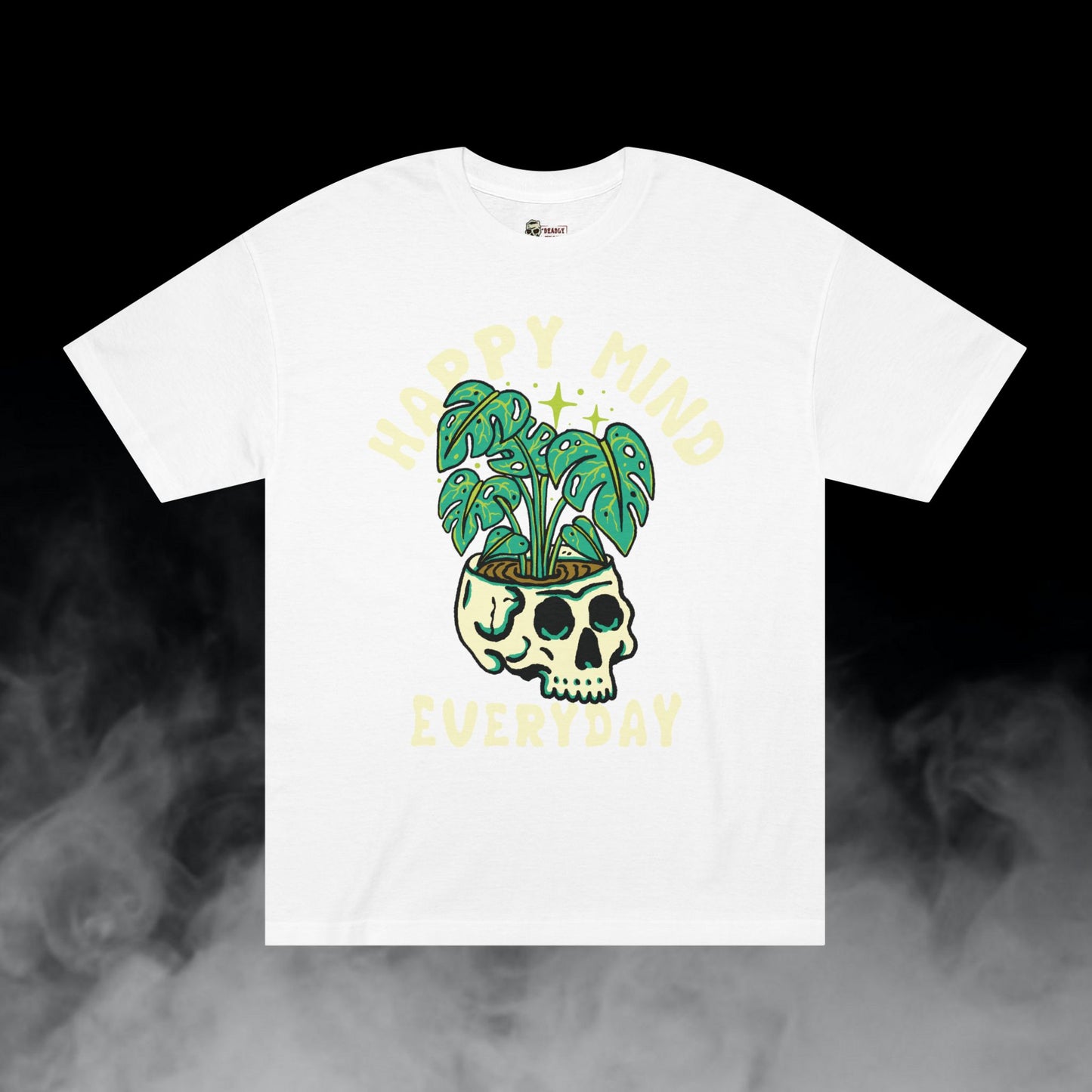 Deadly Nugs, Happy Mind Everyday T-Shirt, Premium, Unisex, Graphic T-Shirt, White