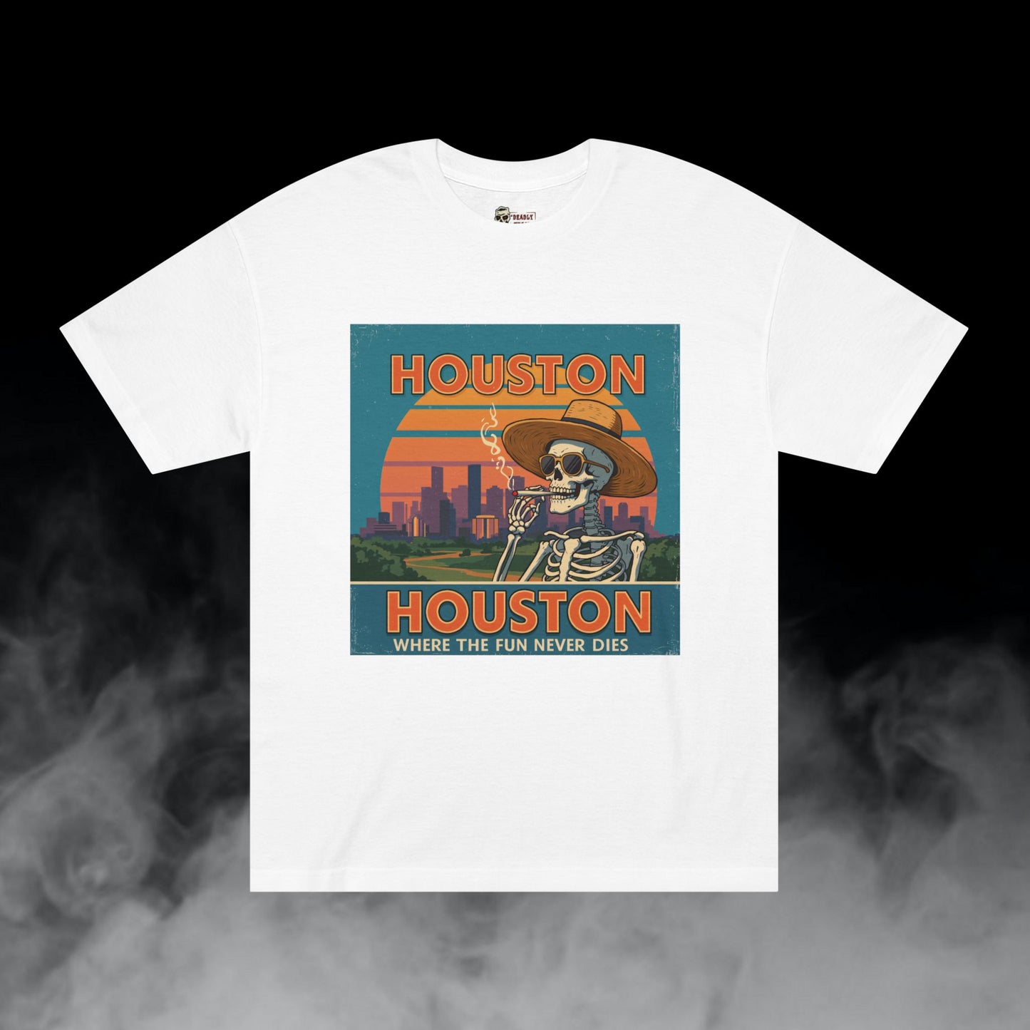 Deadly Nugs, Houston Fun Never Dies T-Shirt, Premium, Unisex, Graphic T-Shirt, White