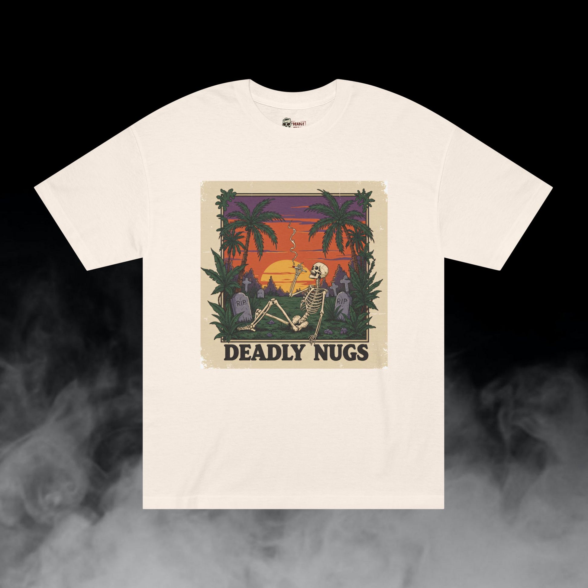 Deadly Nugs, Jungle Sunset T-Shirt, Premium, Unisex, Graphic T-Shirt, Cream