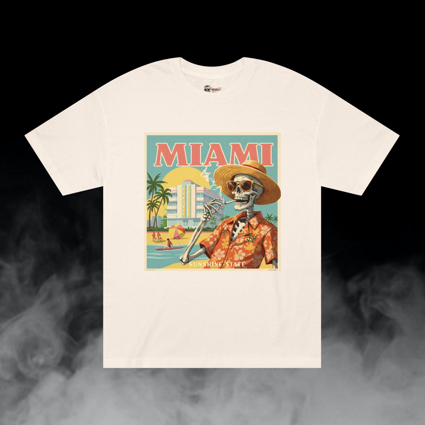 Deadly Nugs, Miami Sunshine T-Shirt, Premium, Unisex, Graphic T-Shirt, Cream