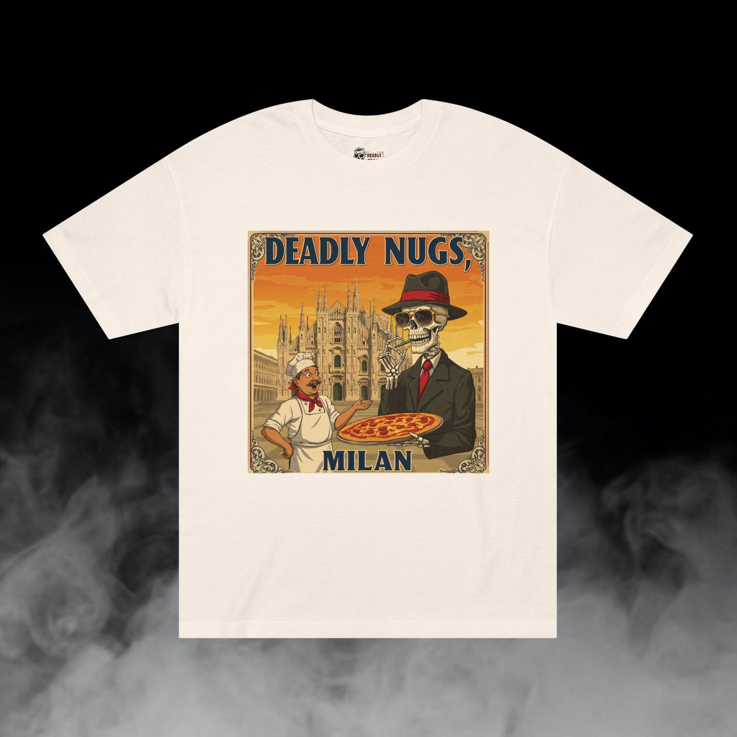 Deadly Nugs, Pizza in Milan T-Shirt, Premium, Unisex, Graphic T-Shirt, Cream