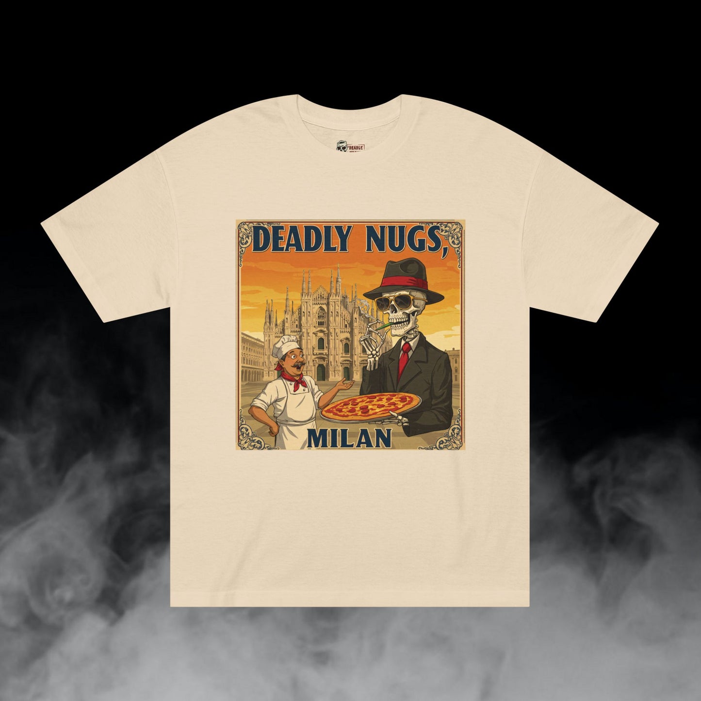 Deadly Nugs, Pizza in Milan T-Shirt, Premium, Unisex, Graphic T-Shirt, Sand