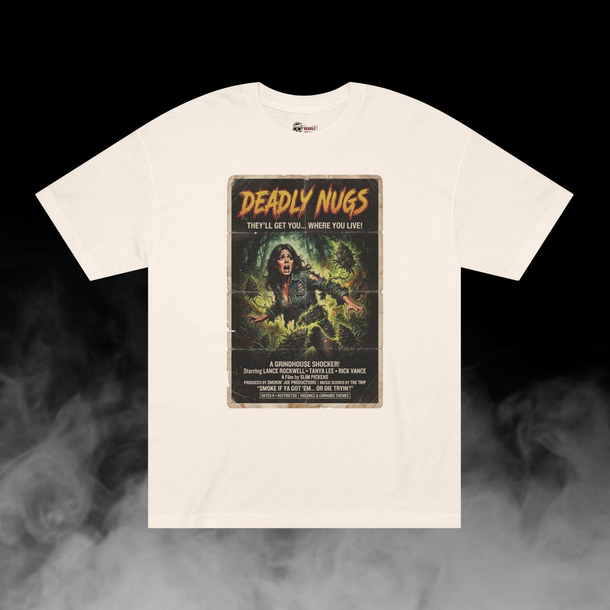 Deadly Nugs, Root of Evil T-Shirt, Premium, Unisex, Graphic T-Shirt, Cream, Front