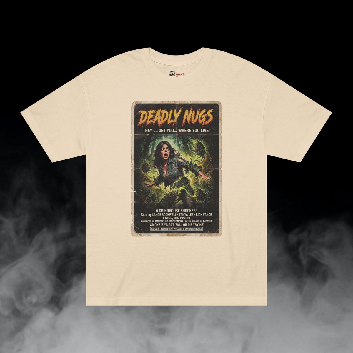 Deadly Nugs, Root of Evil T-Shirt, Premium, Unisex, Graphic T-Shirt, Sand, Front