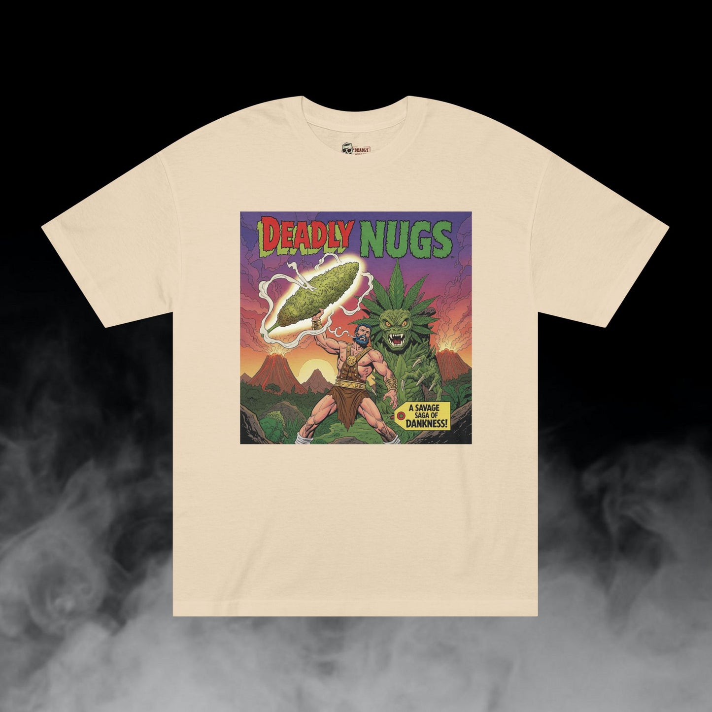 Deadly Nugs, Savage Dankness T-Shirt, Premium, Unisex, Graphic T-Shirt, Sand, Front