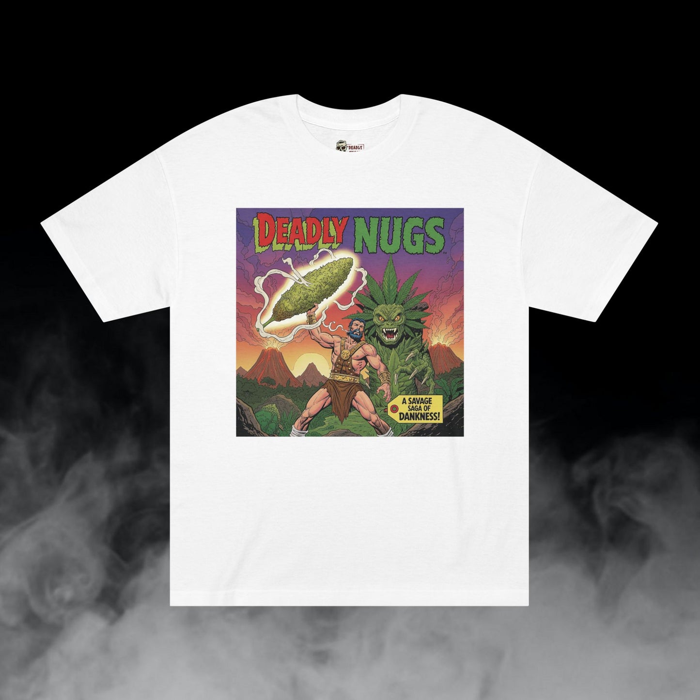 Deadly Nugs, Savage Dankness T-Shirt, Premium, Unisex, Graphic T-Shirt, White, Front