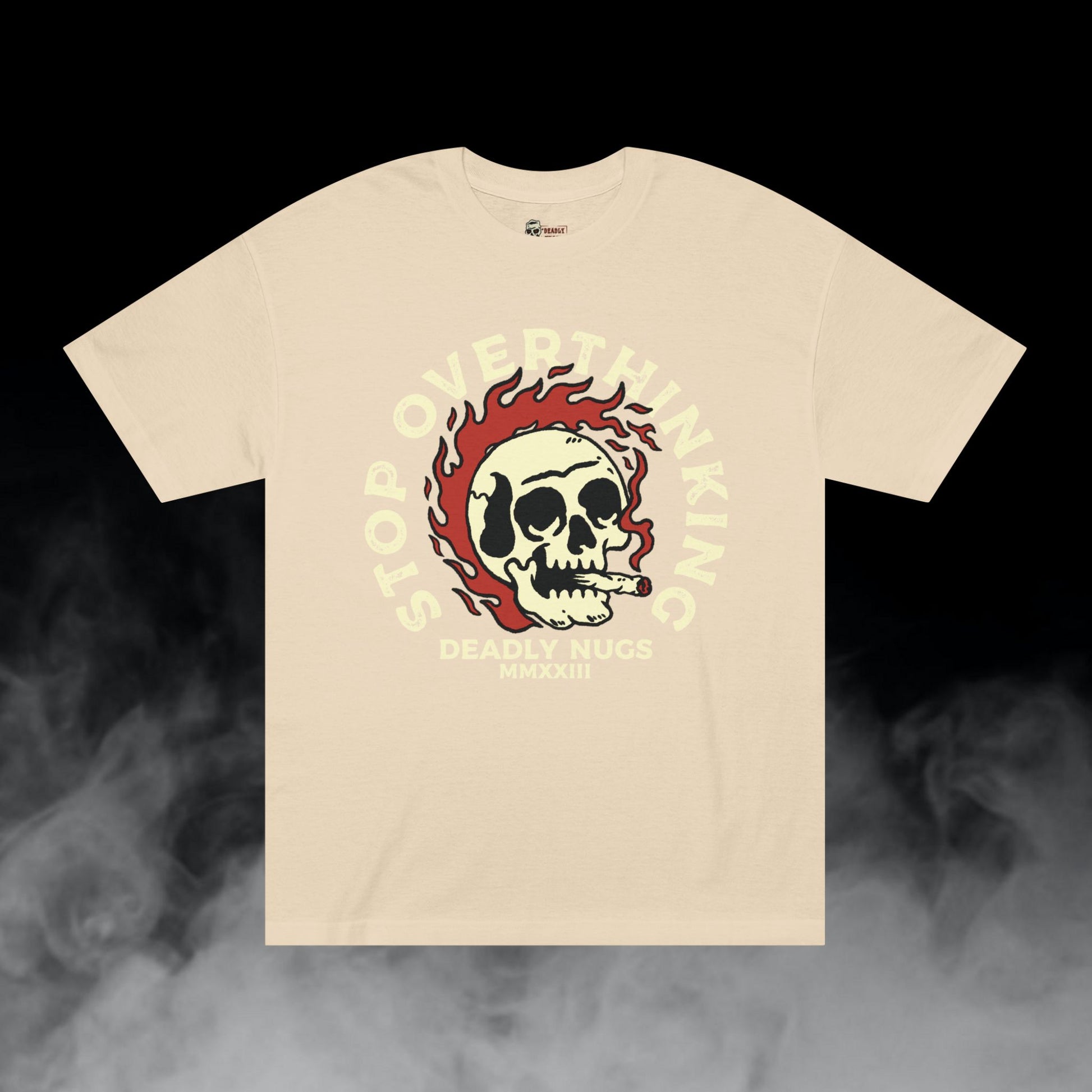 Deadly Nugs, Stop Overthinking T-Shirt, Premium, Unisex, Graphic T-Shirt, Sand
