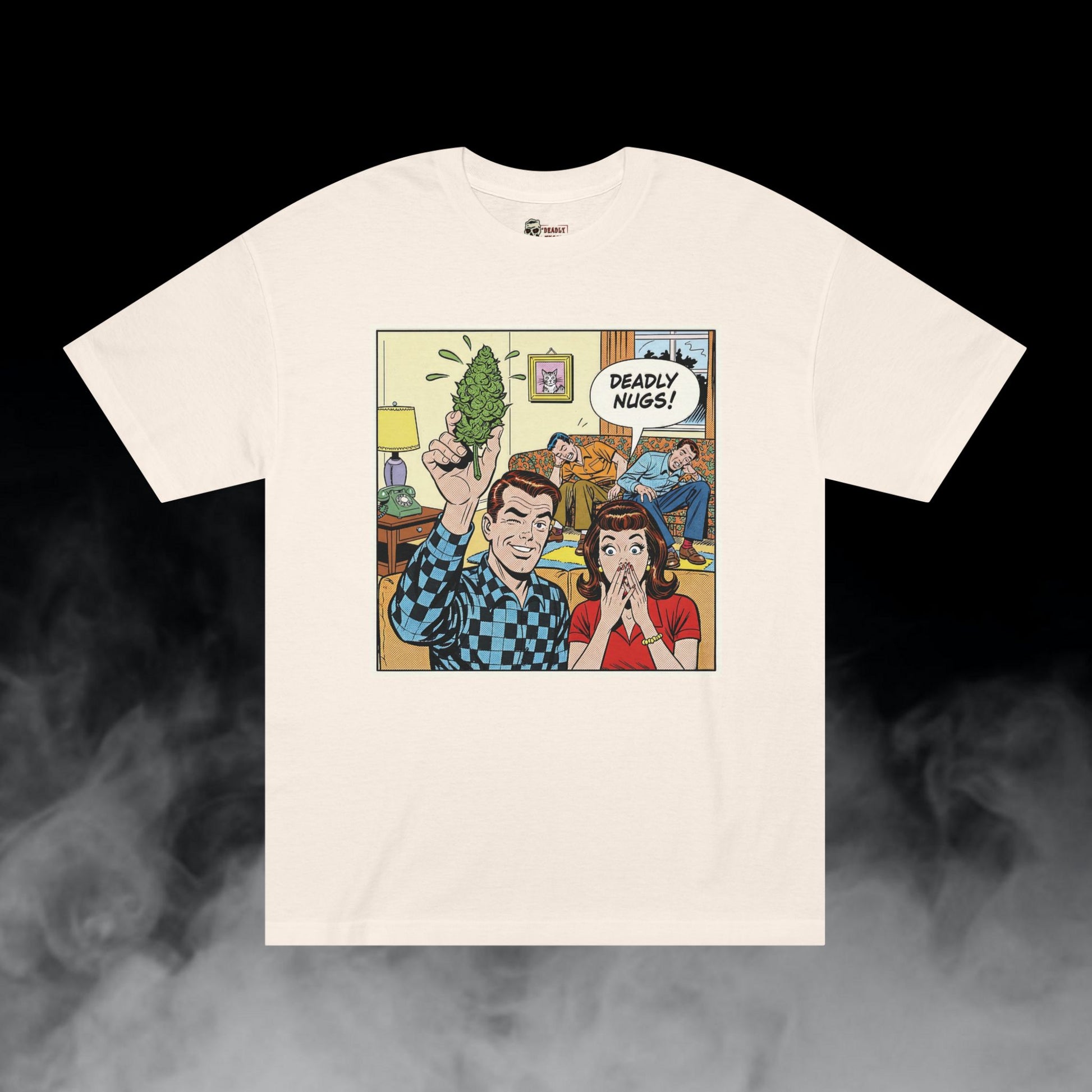 Deadly Nugs, The Living Room Legend T-Shirt, Premium, Unisex, Graphic T-Shirt, Cream, Front