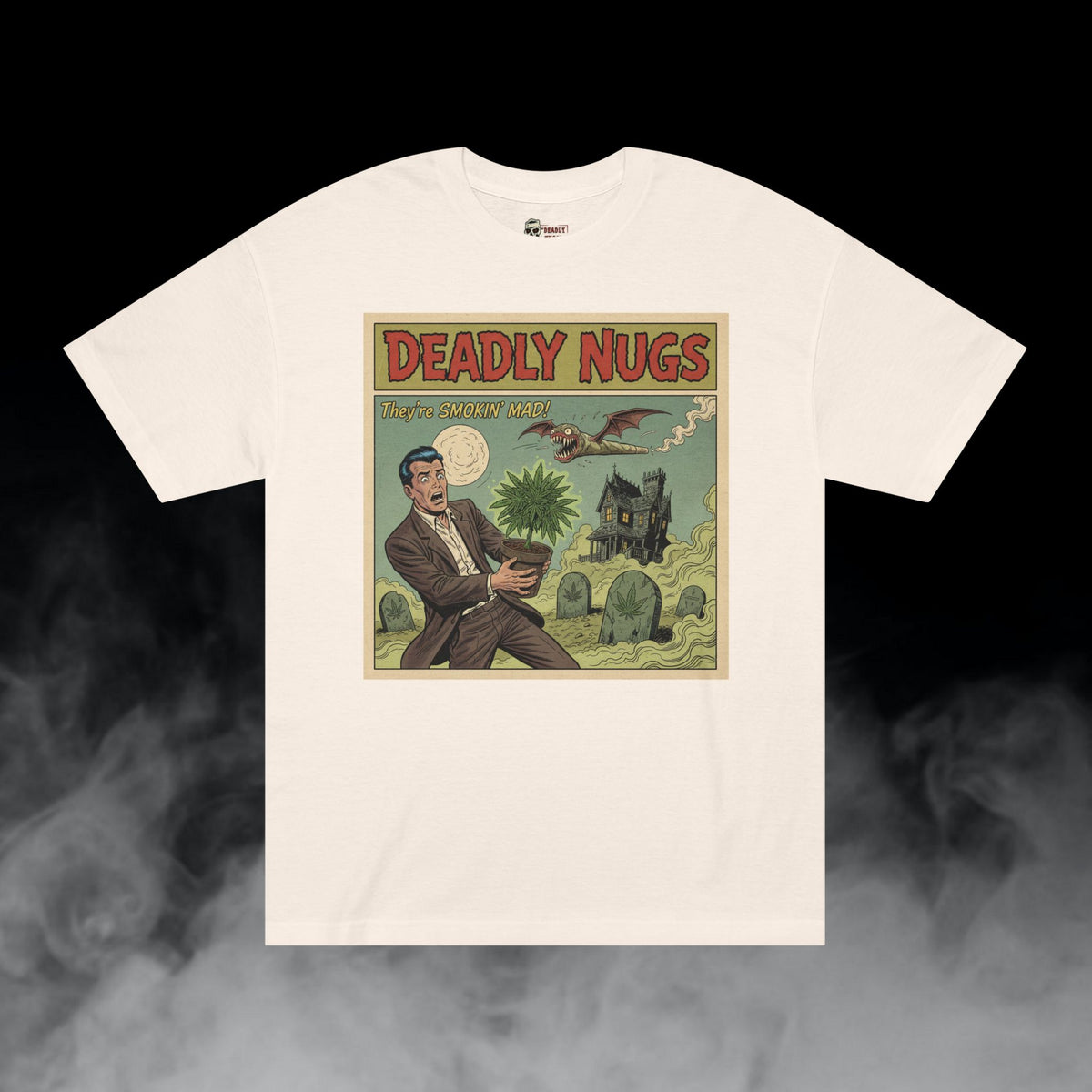 Deadly Nugs, The Plant That Wouldn't Die T-Shirt, Premium, Unisex, Graphic T-Shirt, Cream, Front