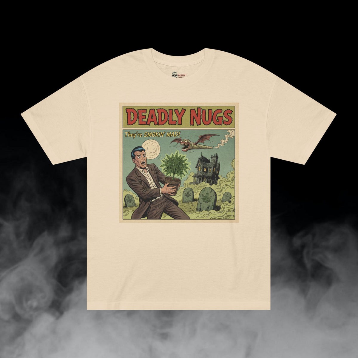 Deadly Nugs, The Plant That Wouldn't Die T-Shirt, Premium, Unisex, Graphic T-Shirt, Sand, Front