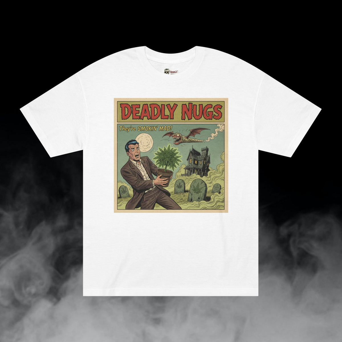 Deadly Nugs, The Plant That Wouldn't Die T-Shirt, Premium, Unisex, Graphic T-Shirt, White, Front