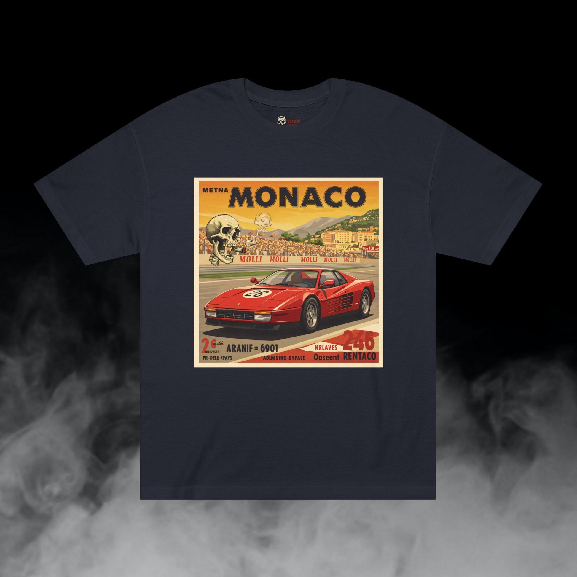 Deadly Nugs, Vintage Racing Monaco Ferrari T-Shirt, Premium, Unisex, Graphic T-Shirt, Black