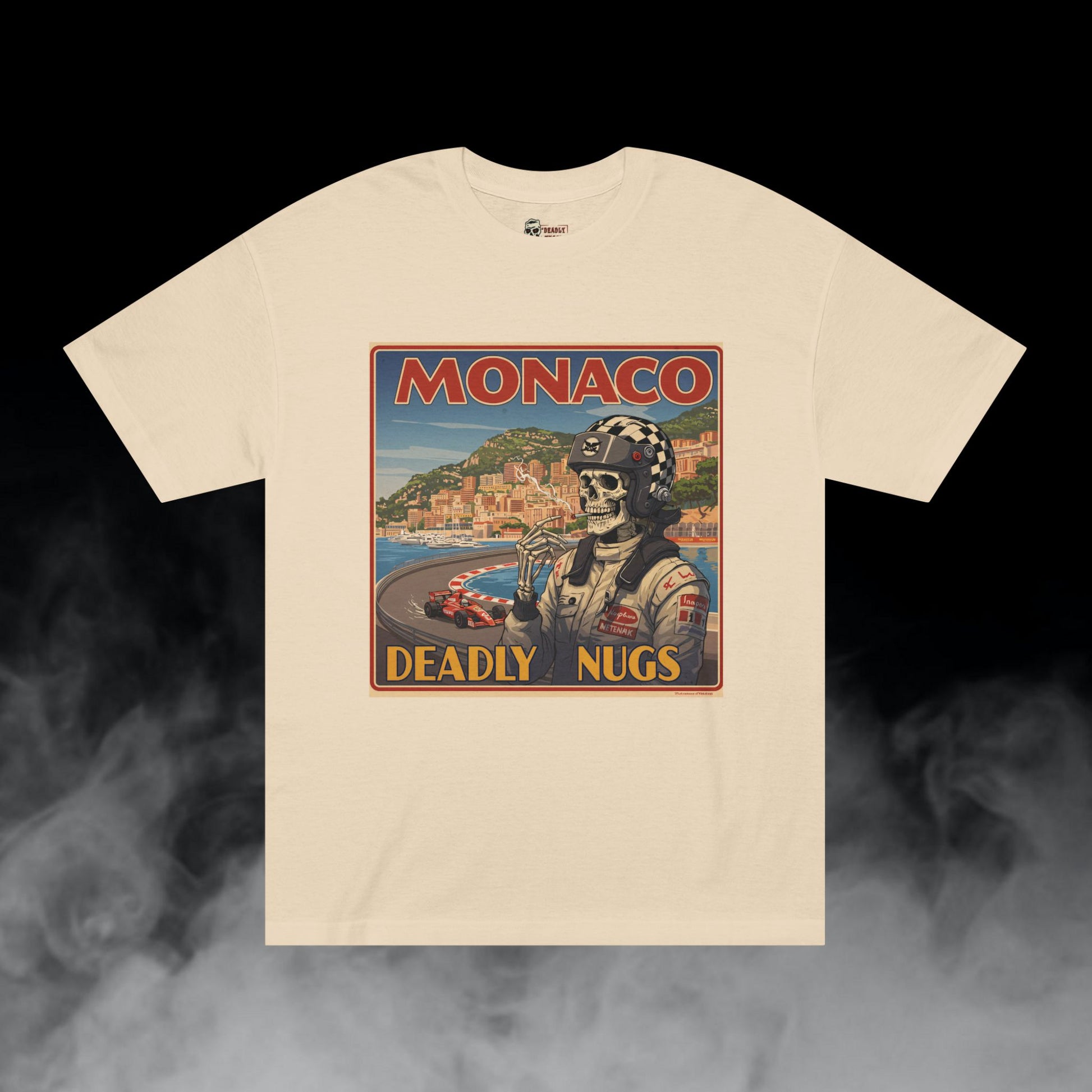 Deadly Nugs, Vintage Racing Monaco T-Shirt, Premium, Unisex, Graphic T-Shirt, Sand