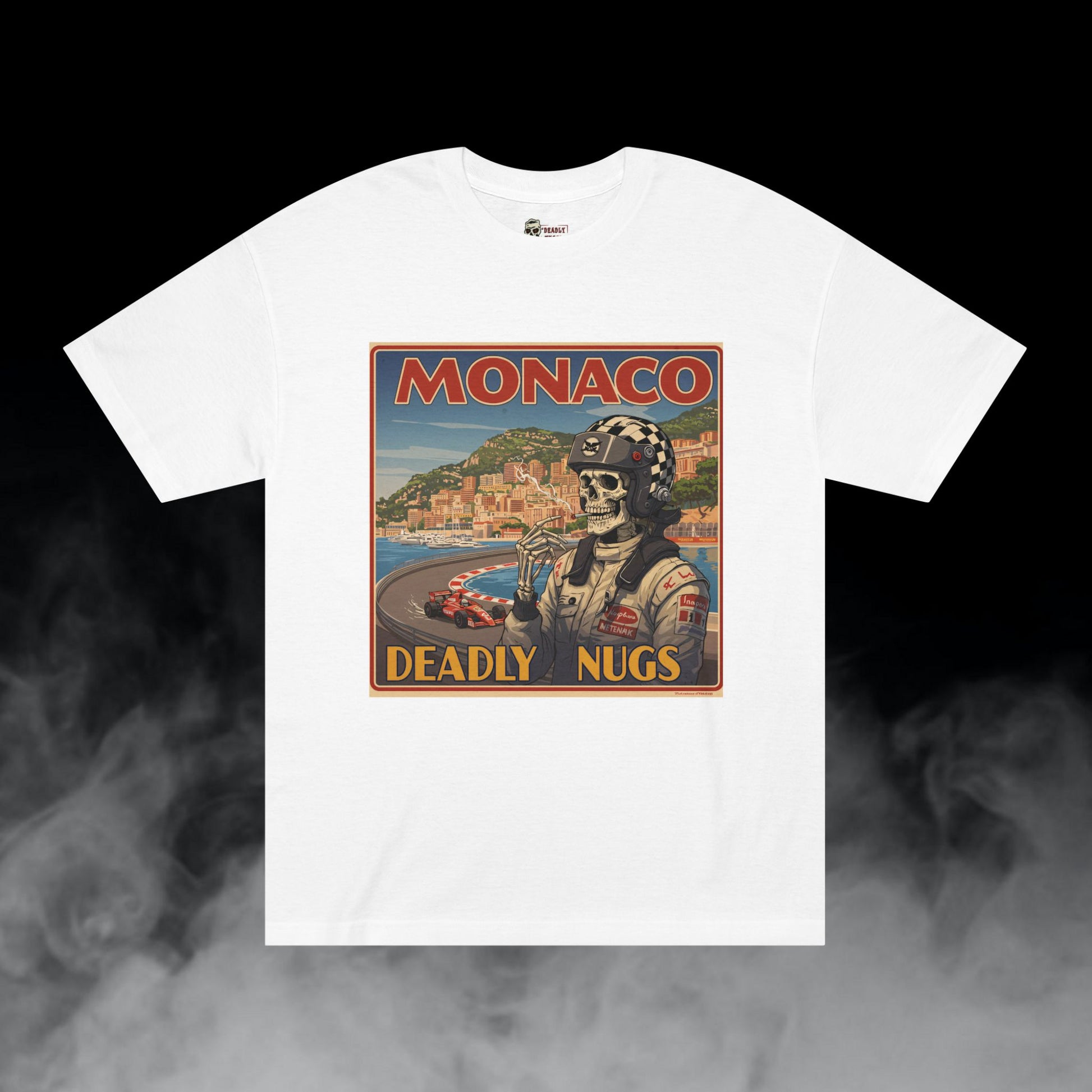 Deadly Nugs, Vintage Racing Monaco T-Shirt, Premium, Unisex, Graphic T-Shirt, White