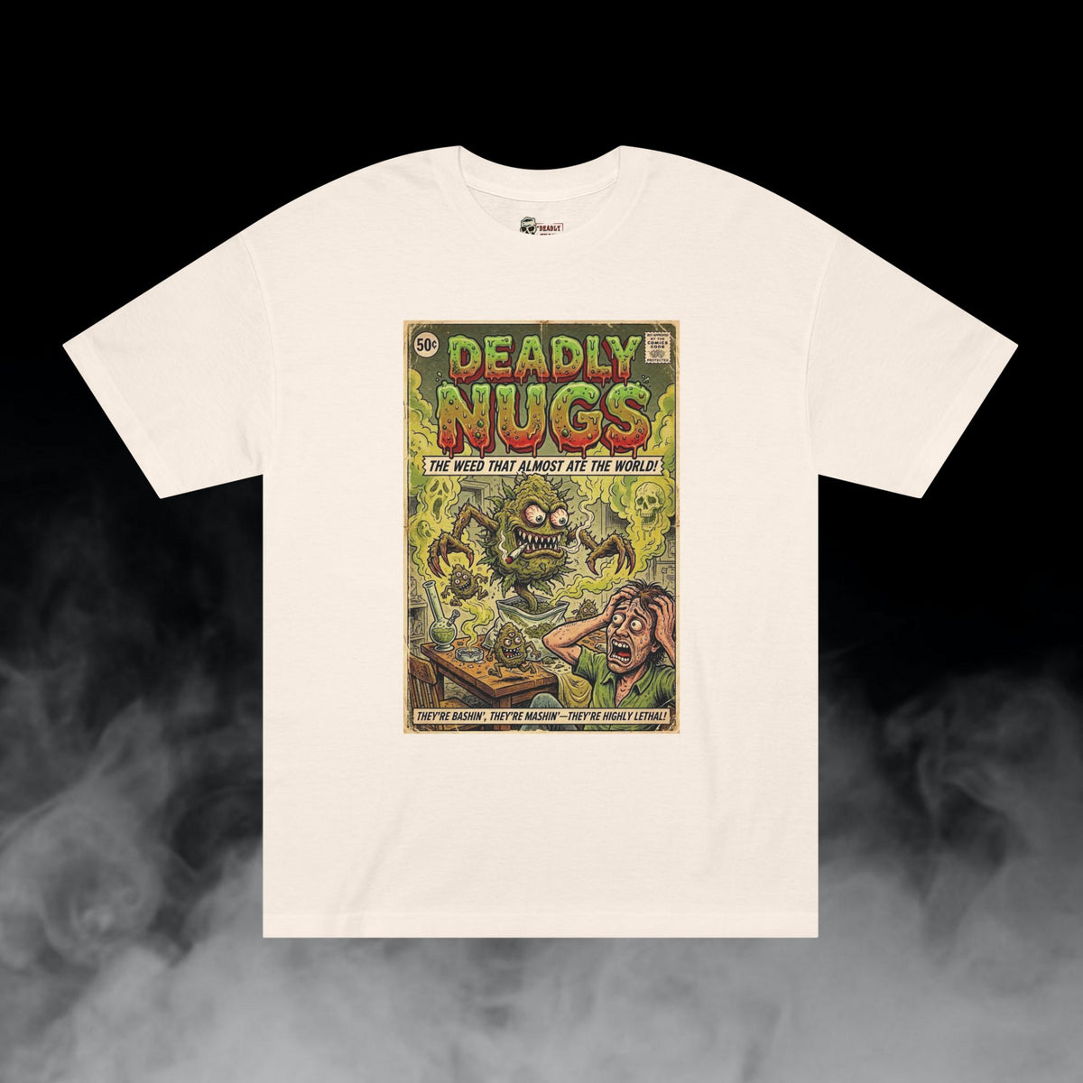 Deadly Nugs, When Nugs Attack T-Shirt, Premium, Unisex, Graphic T-Shirt, Cream, Front