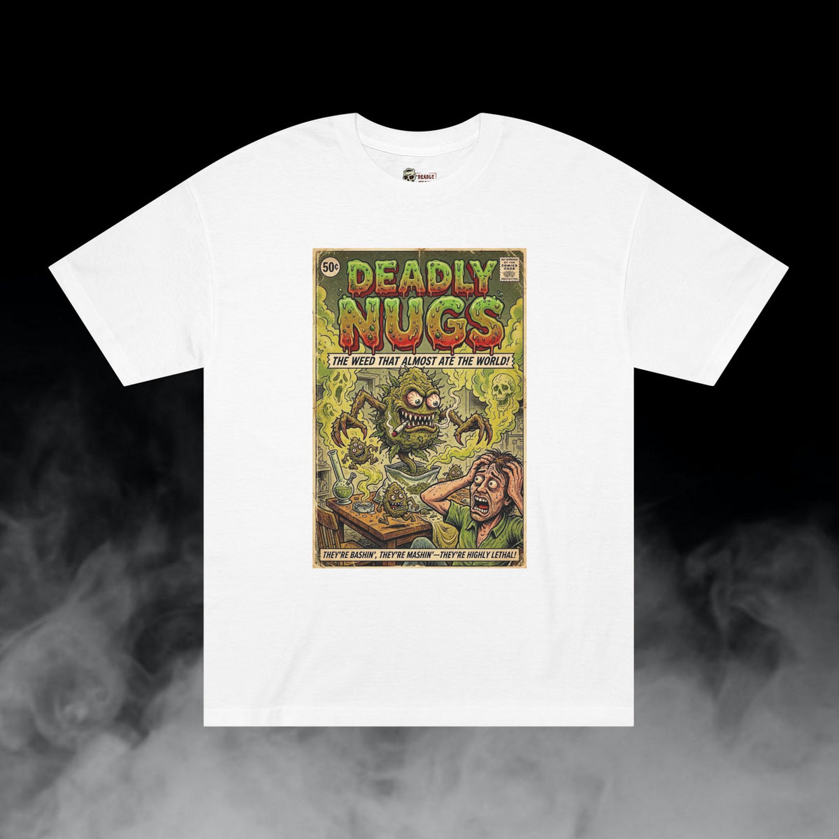 Deadly Nugs, When Nugs Attack T-Shirt, Premium, Unisex, Graphic T-Shirt, White, Front