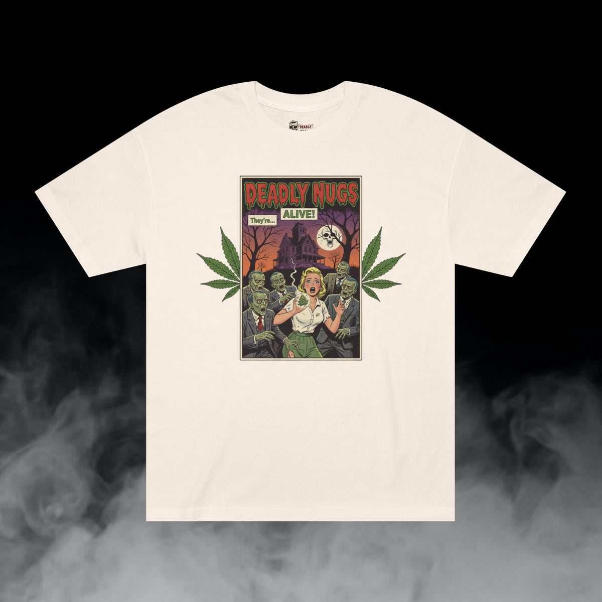 Deadly Nugs, Zombie Sesh T-Shirt, Premium, Unisex, Graphic T-Shirt, Cream, Front