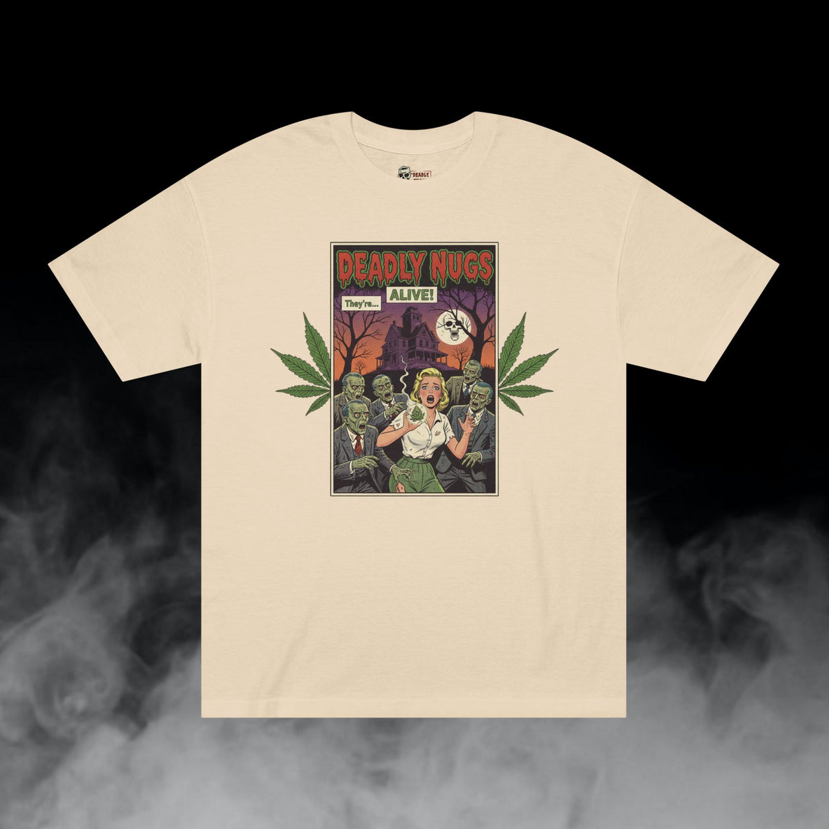 Deadly Nugs, Zombie Sesh T-Shirt, Premium, Unisex, Graphic T-Shirt, Sand, Front